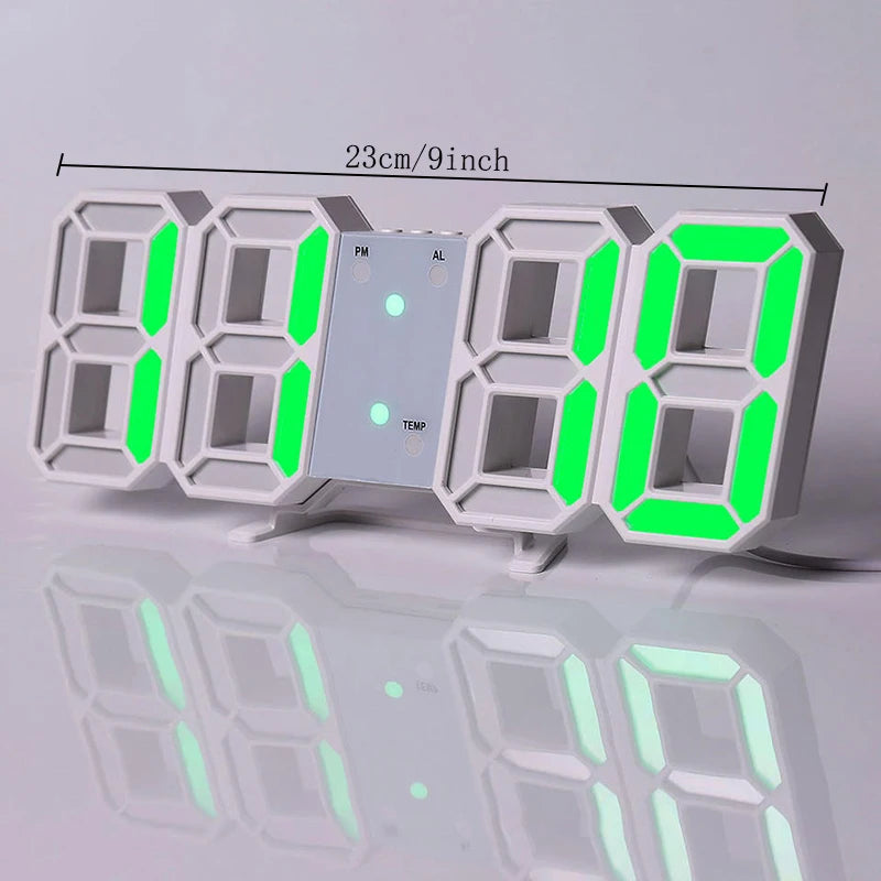 Modern 3D LED Wall Clock with Temperature Display for Home and Office