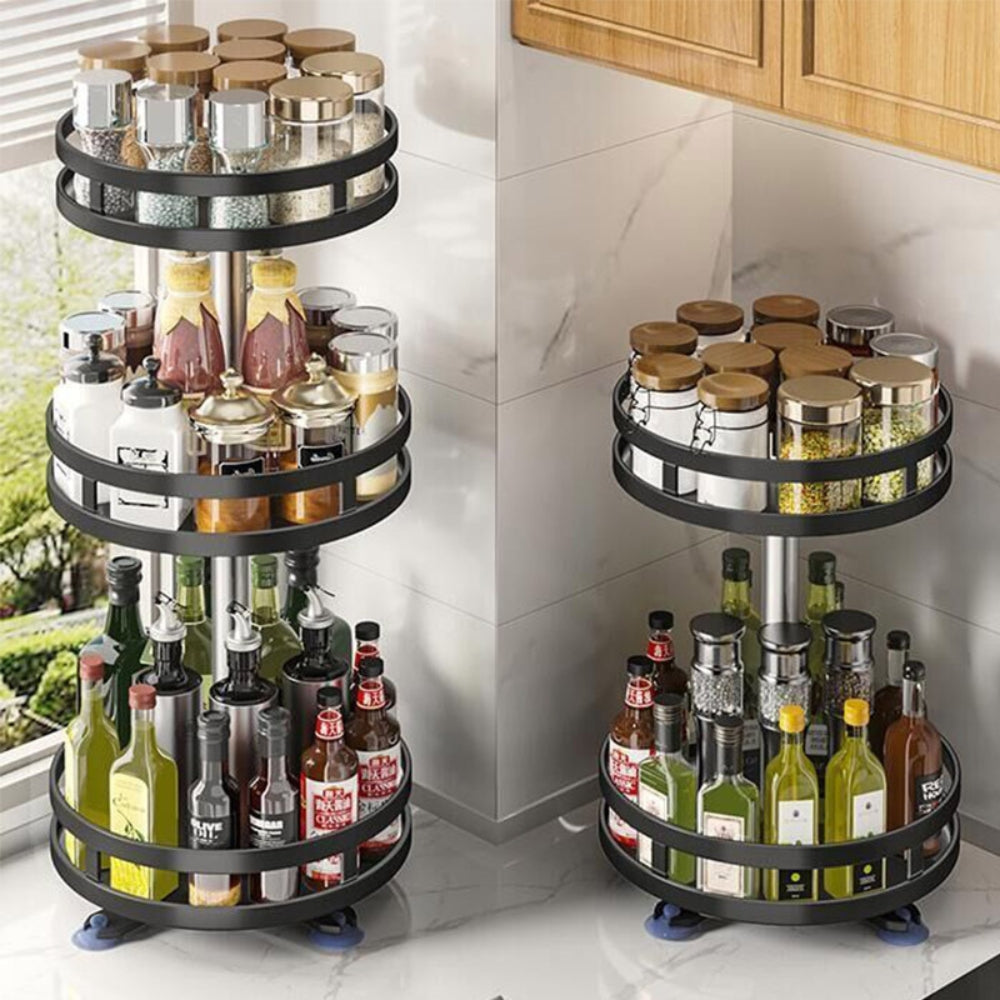 SpiceFlow™ - 360° Rotating Kitchen Spice Rack Organizer