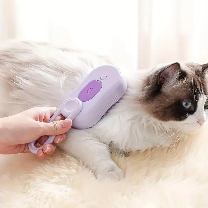 Steam-Infused Pet Grooming Brush for Smooth Fur