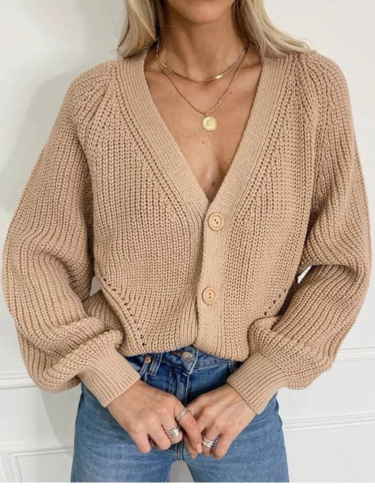 Women’s Puff Sleeve Knitted Cardigan