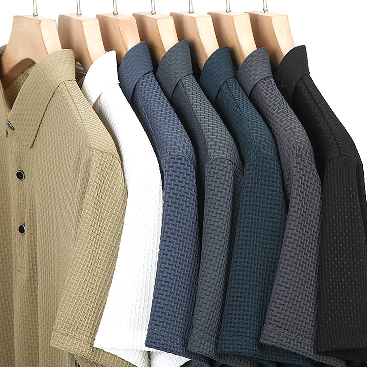 Lightweight Waffle Knit Polo Shirt