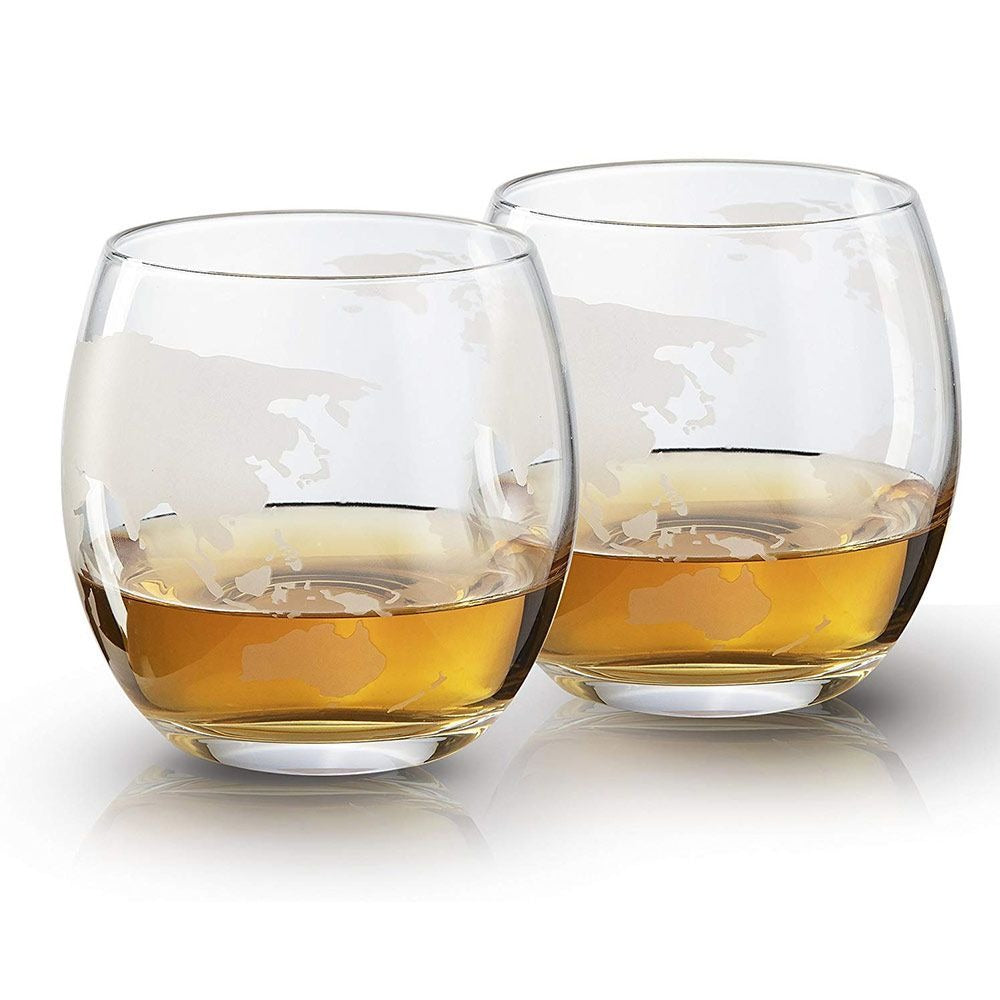 Vintage Globe Whiskey Decanter Set with Elegant Glasses
