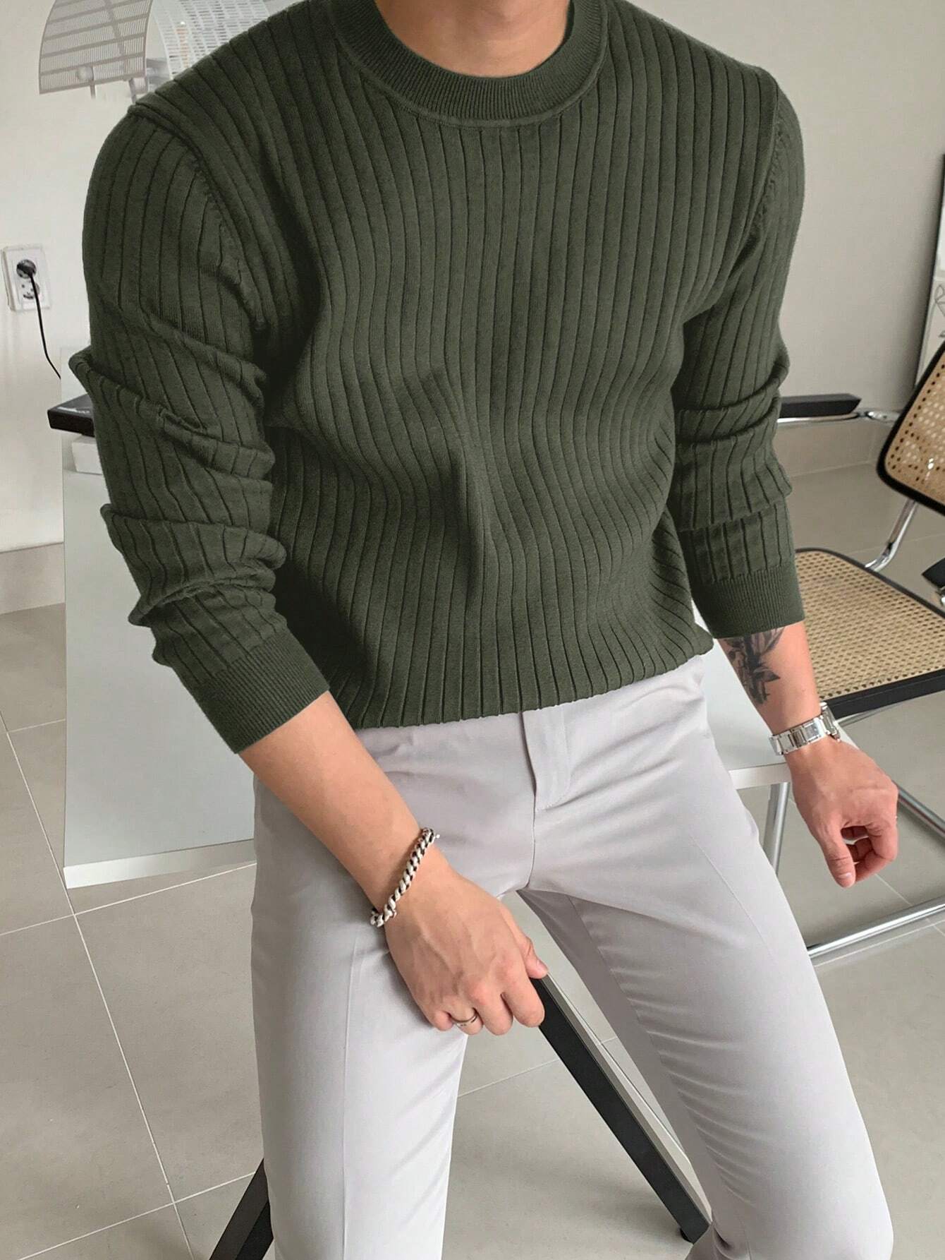 Cozy Knit Sweater for Men Soft Warm Casual Pullover