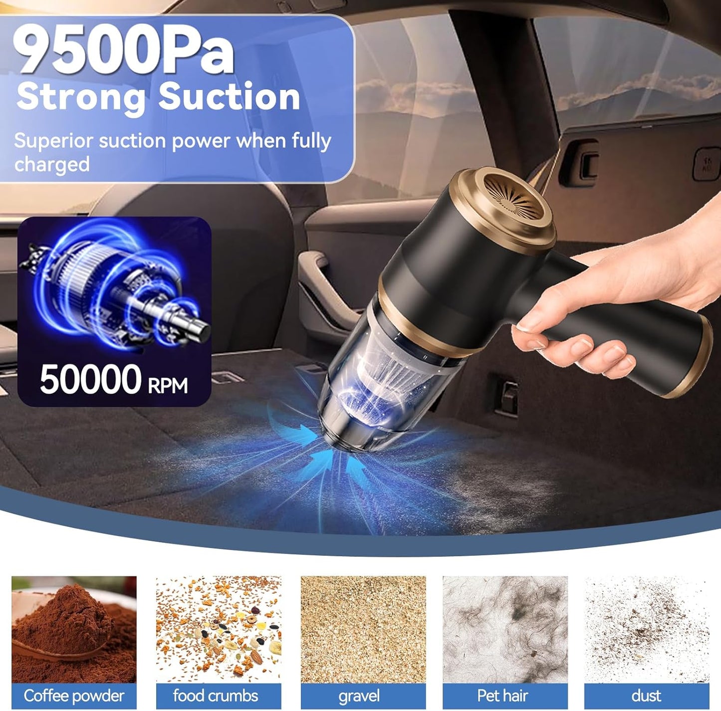 Portable Cordless Mini Vacuum Cleaner and Air Duster for Car and Home