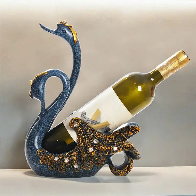 Elegant Swan Wine Bottle Holder Decorative Accent