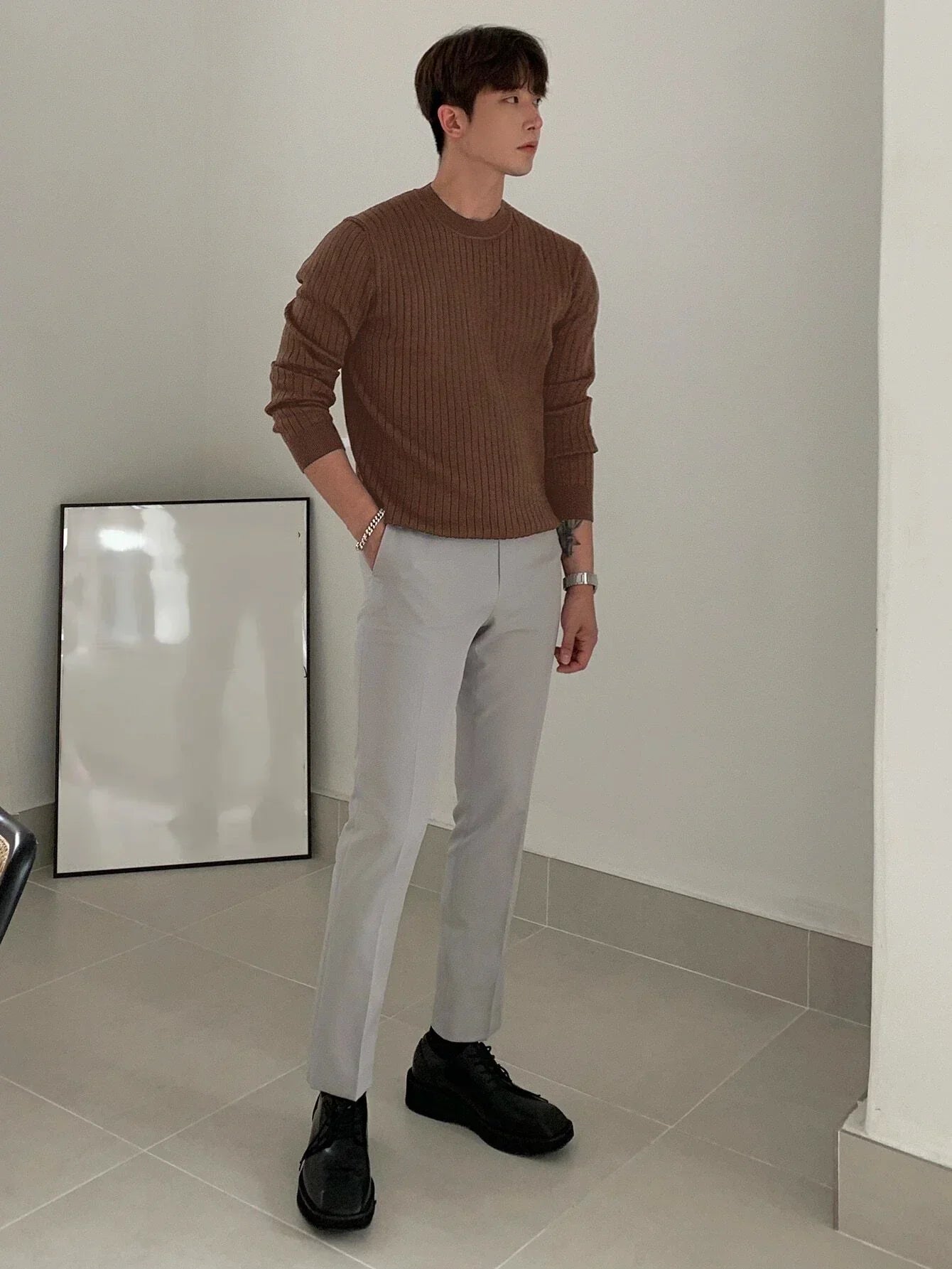 Cozy Knit Sweater for Men Soft Warm Casual Pullover