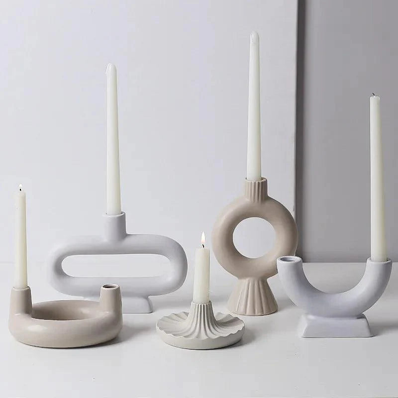 Minimalist Scandinavian Iron and Glass Candle Holder Vase