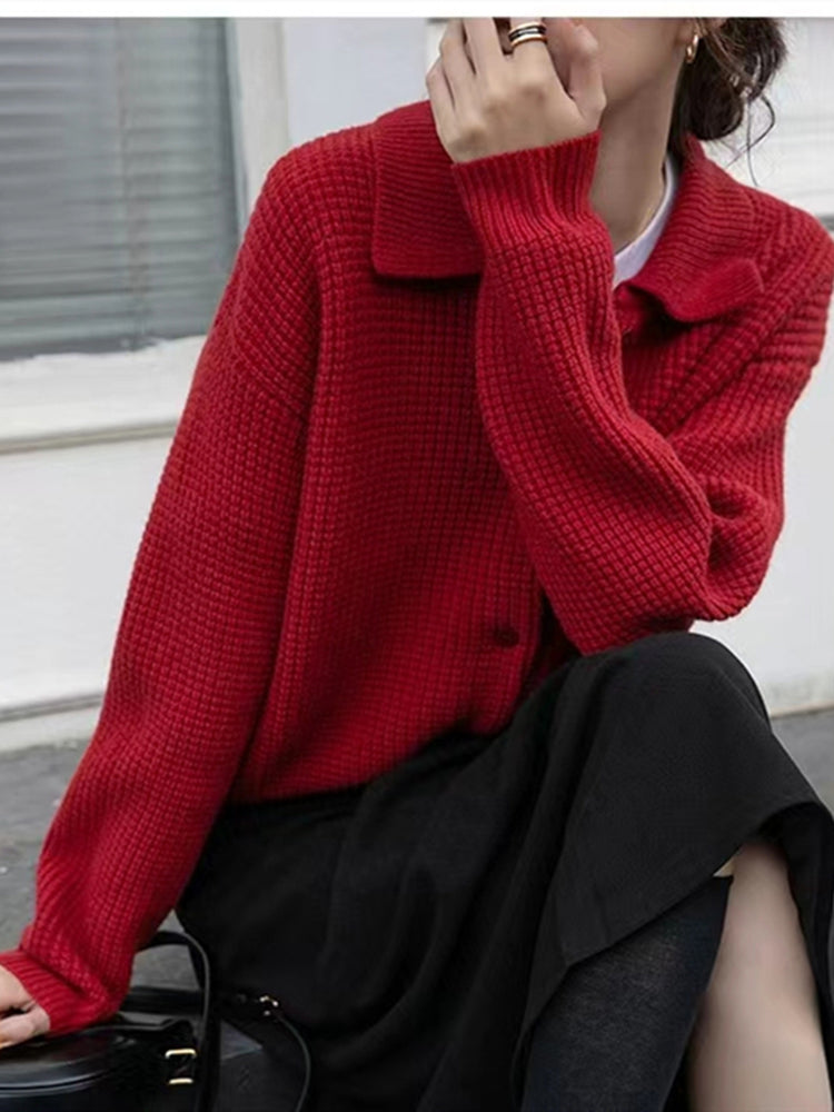CozyNest™ - Jenna Loose Knit Cardigan Sweater