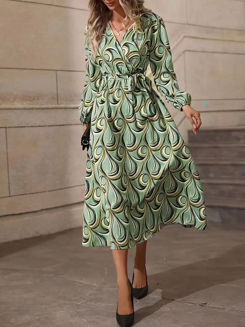 Elegant Wrap Neck Dress