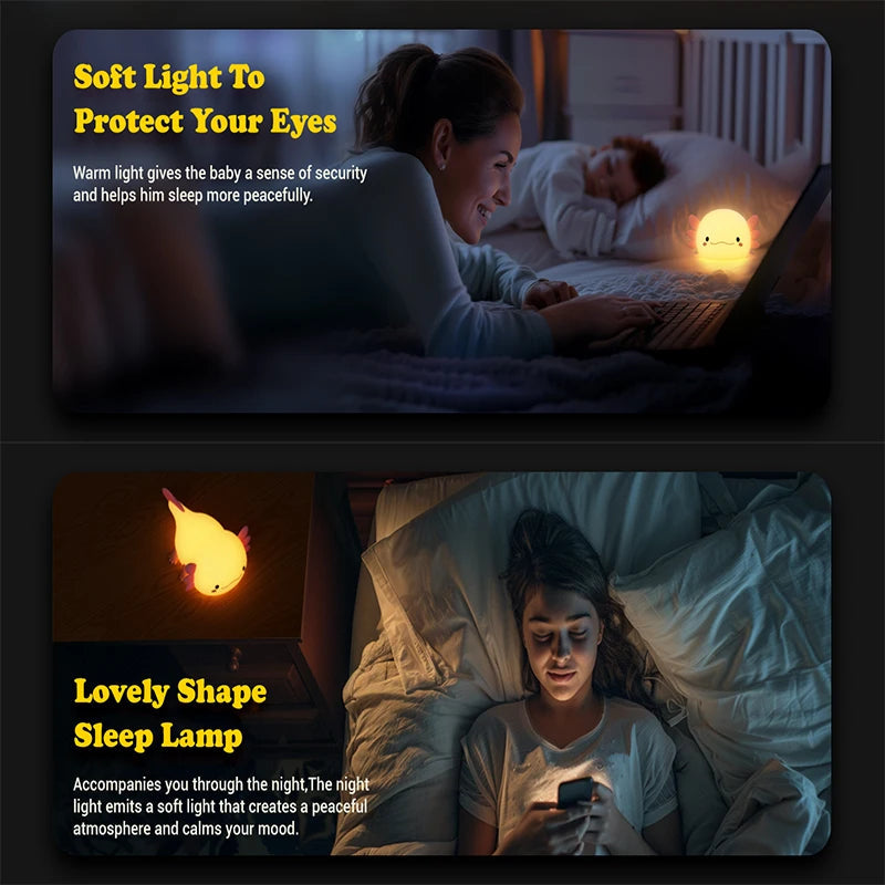 Adorable Axolotl LED Night Light for Kids Room Decor