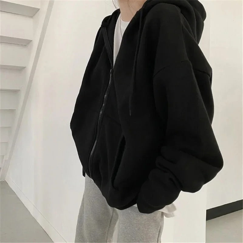 Oversized Korean Style Solid Color Hoodie