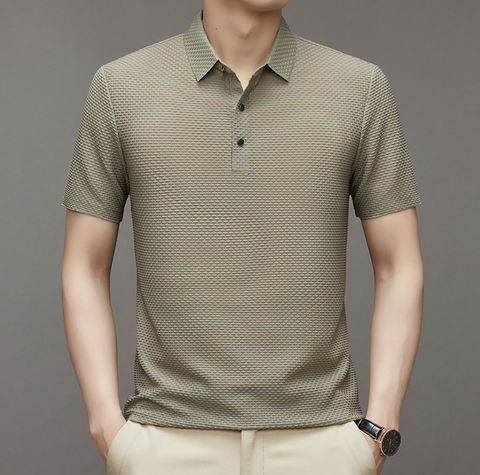 Lightweight Waffle Knit Polo Shirt