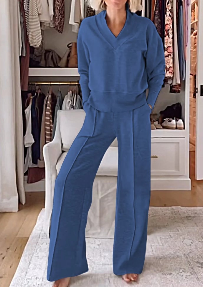 ChicEase - Women's V-Neck Two-Piece Set