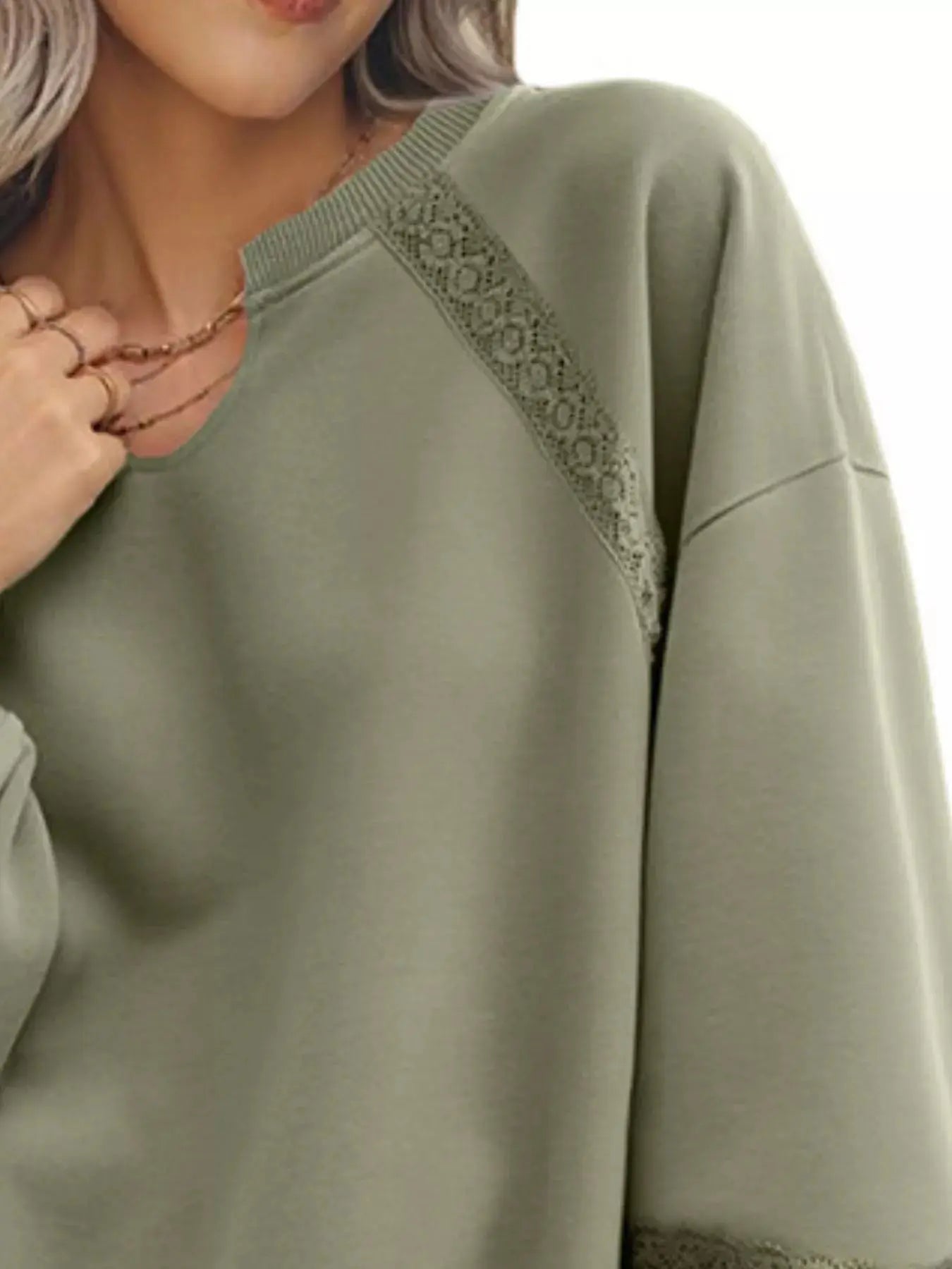 Cozy Lace Detail Sweatshirt for Casual Chic Looks