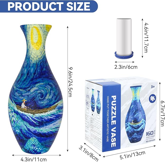 3D Floral Jigsaw Puzzle Vase Decor