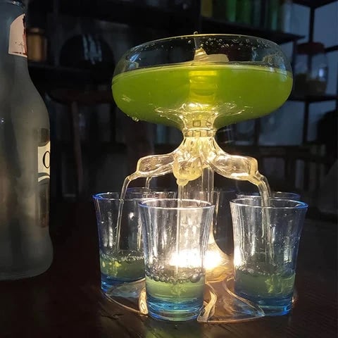 Vintage 6-Shot Glass Liquor Dispenser Bar Accessory