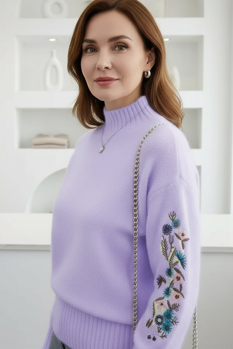 Floral Pattern Cozy Knit Sweater