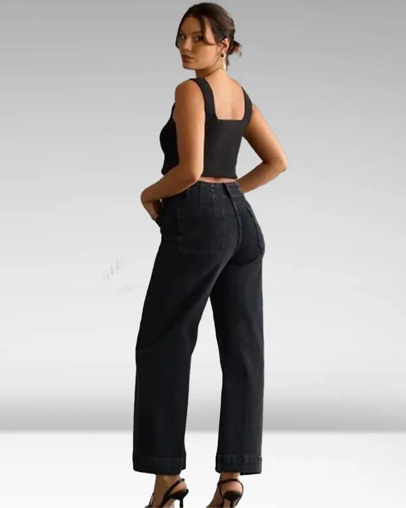 Women's high-waisted wide-leg jeans