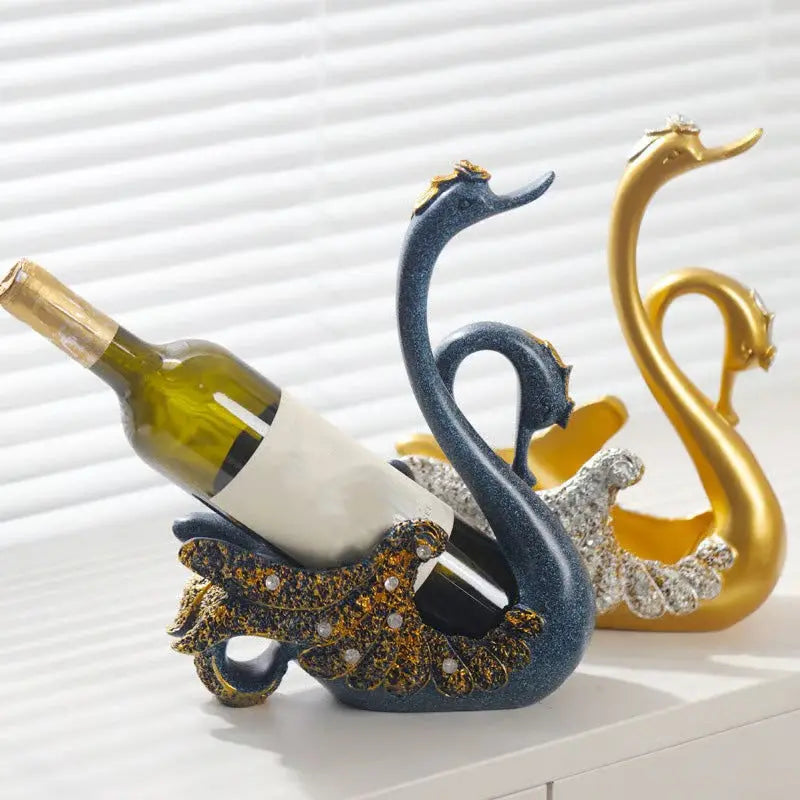 Elegant Swan Wine Bottle Holder Decorative Accent