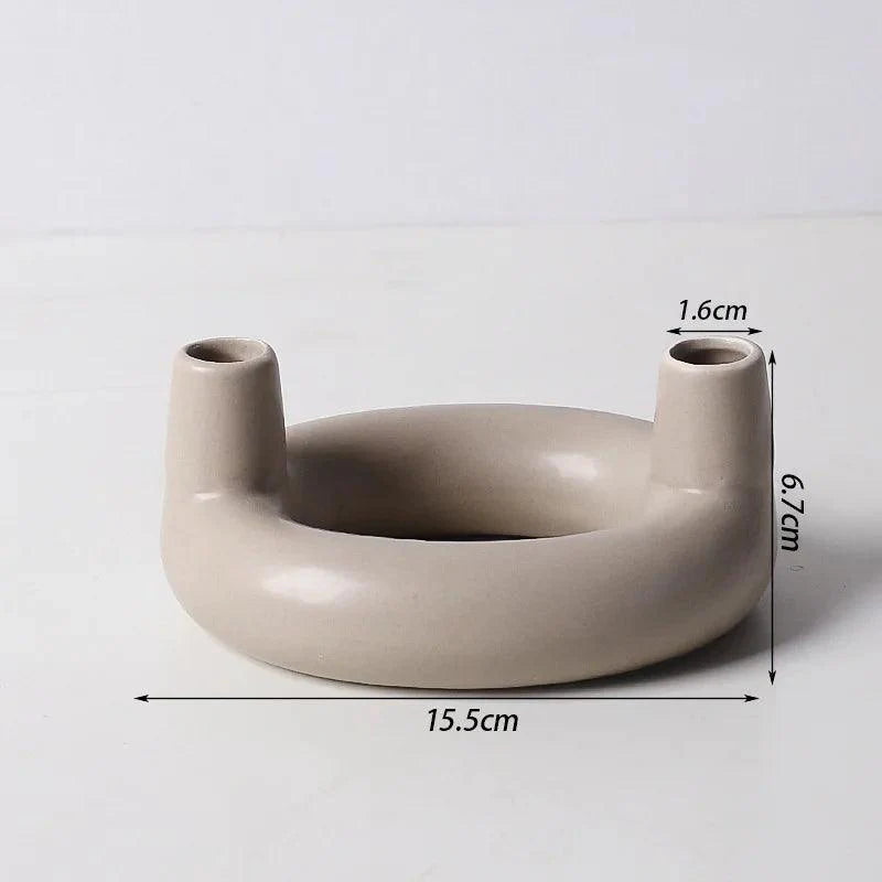 Minimalist Scandinavian Iron and Glass Candle Holder Vase