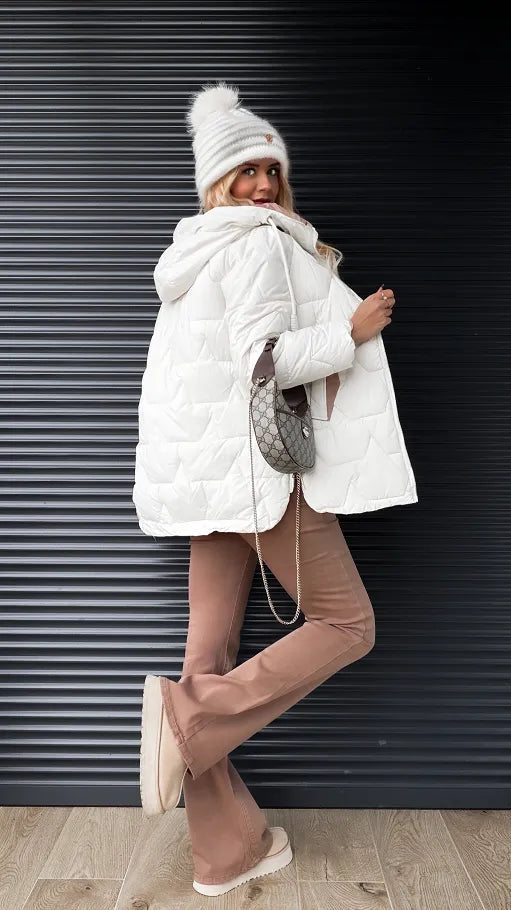 Cozy Quilted Jacket with Hood and Zipper Accents