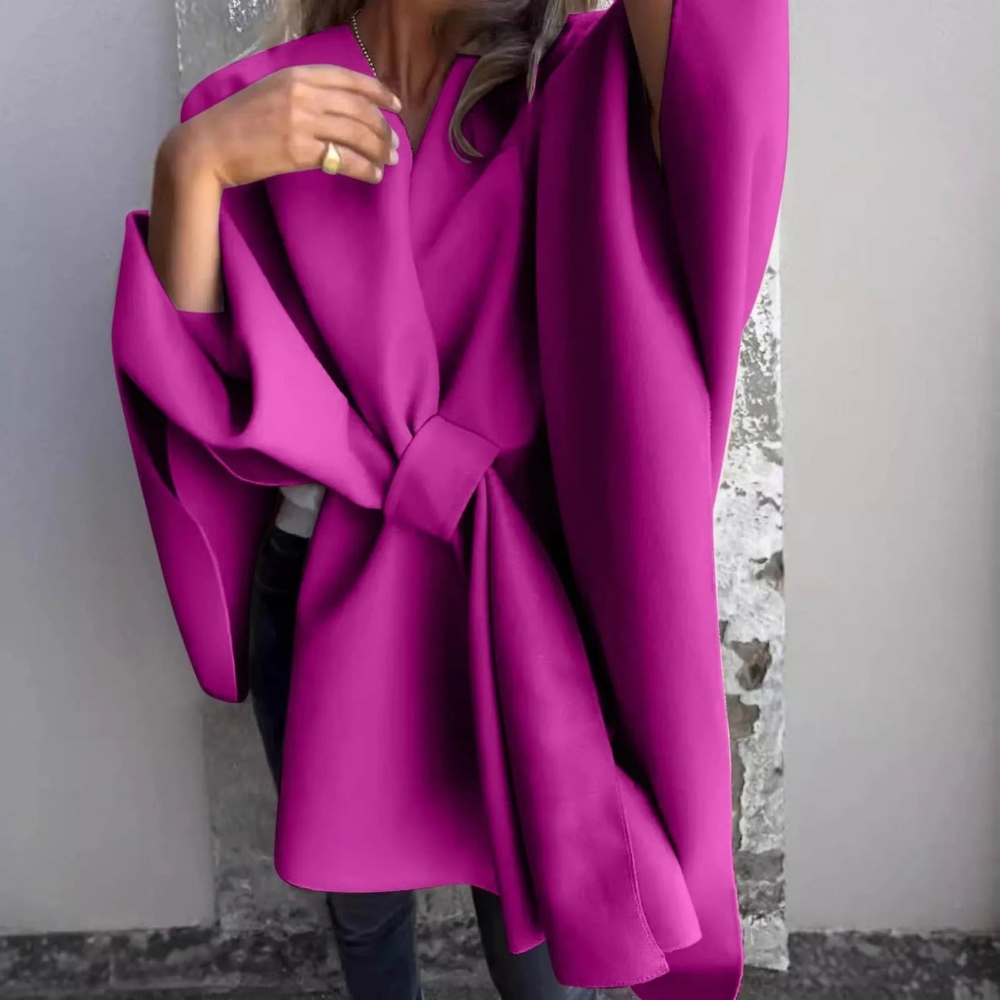 Cozy Knit Long Cardigan with Batwing Sleeves