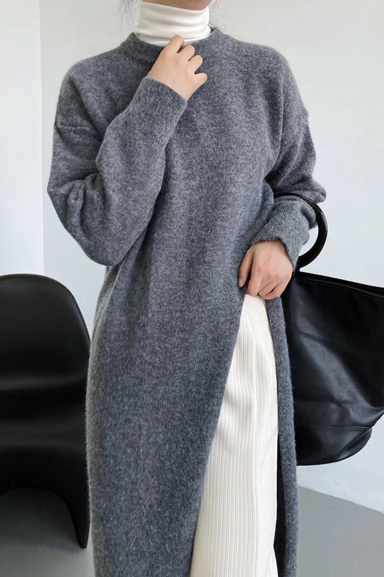 BreezyLayers™ - Side-Slit Knit Sweater Dress