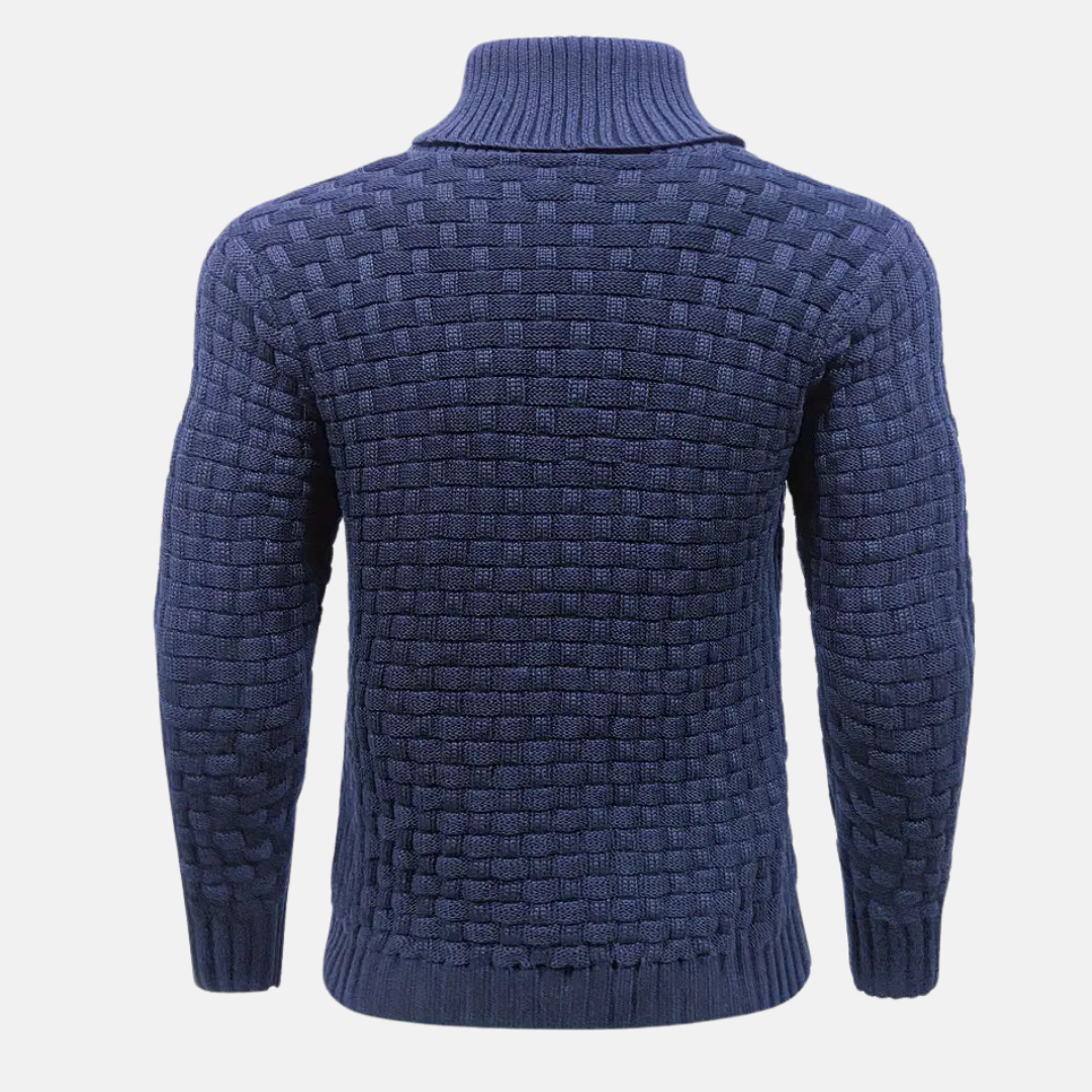 Mens Slim Fit Textured Knit Shawl Collar Sweater