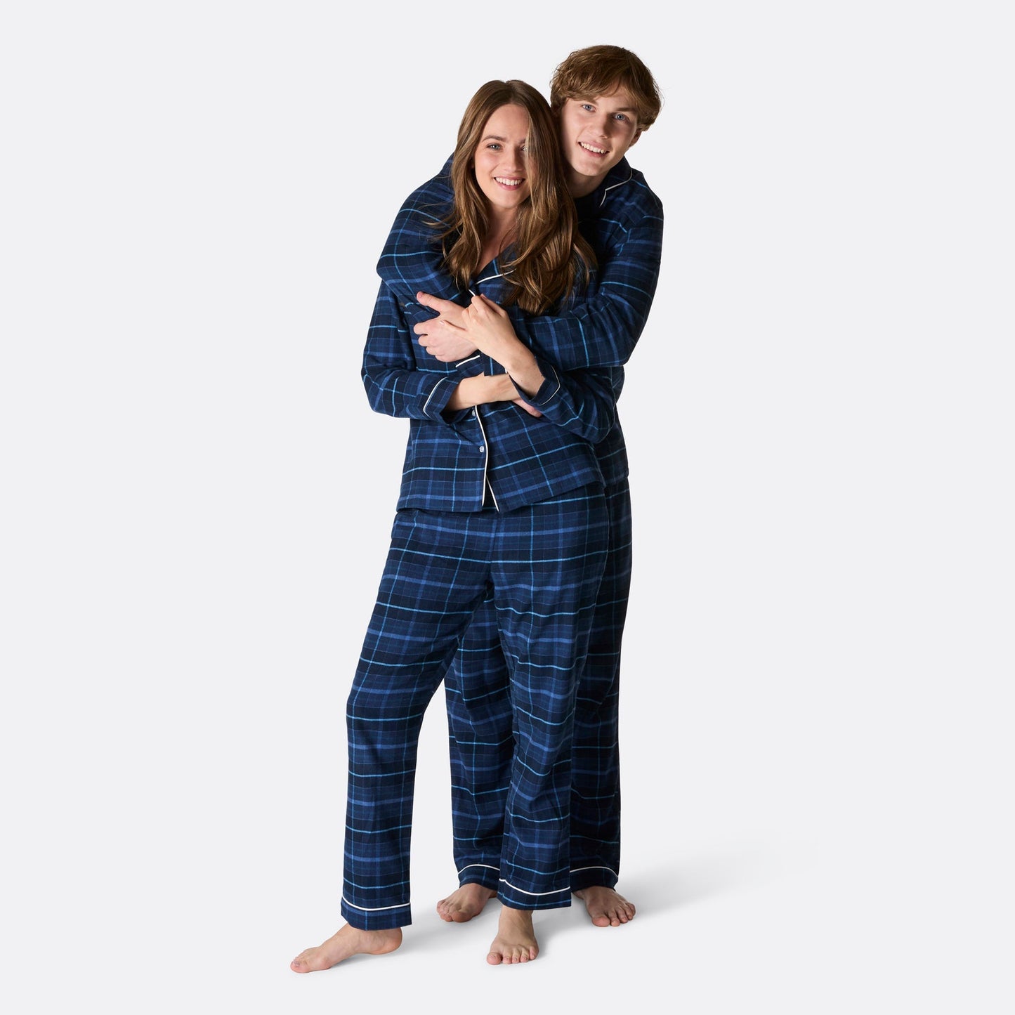 Cozy Blue Flannel Christmas Pajamas for Women