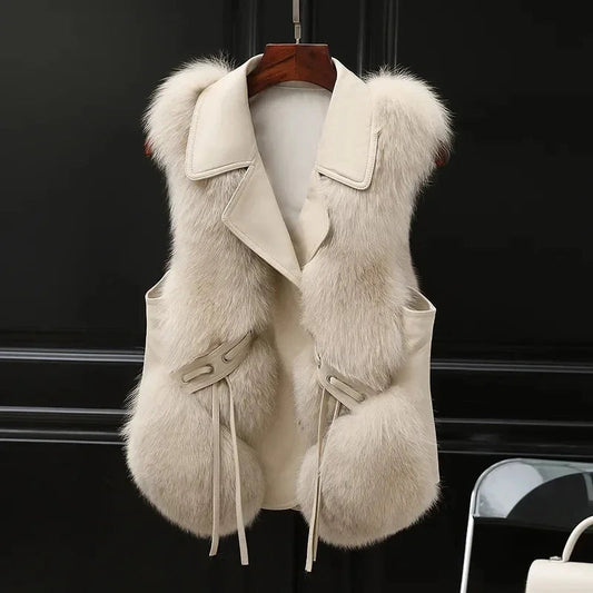Chic Faux Fur Belted Vest