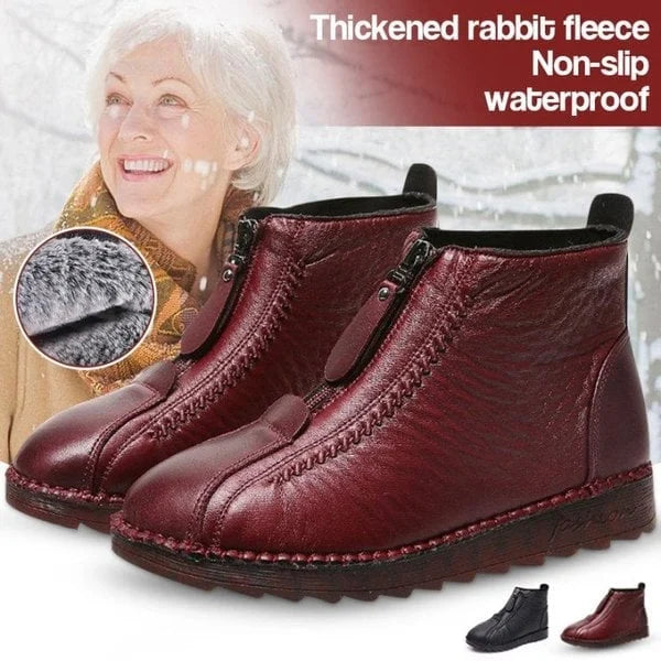 Cozy Natural Leather Winter Boots with Warm Lining