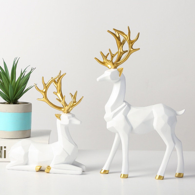 LuxeNest™ - Golden Deer Resin Sculpture for Elegant Home Decor