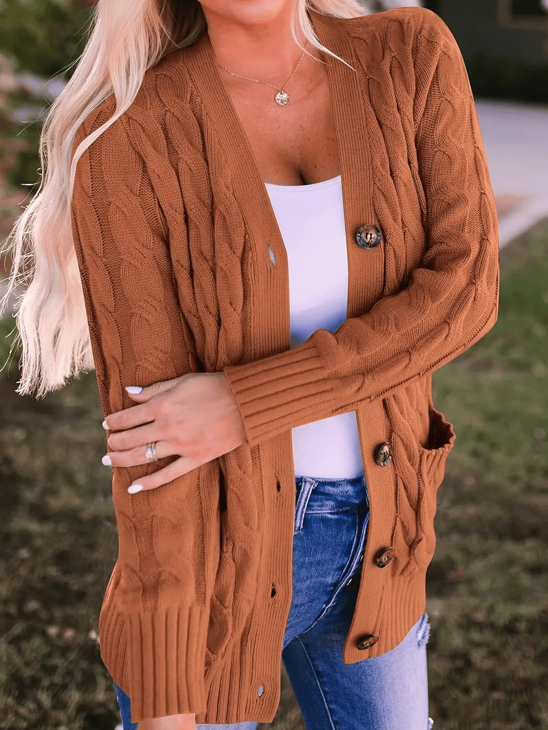 Cable Knit Open Front Cardigan
