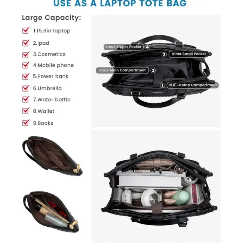 Insulated Laptop Bag with Multiple Compartments for Work and Travel
