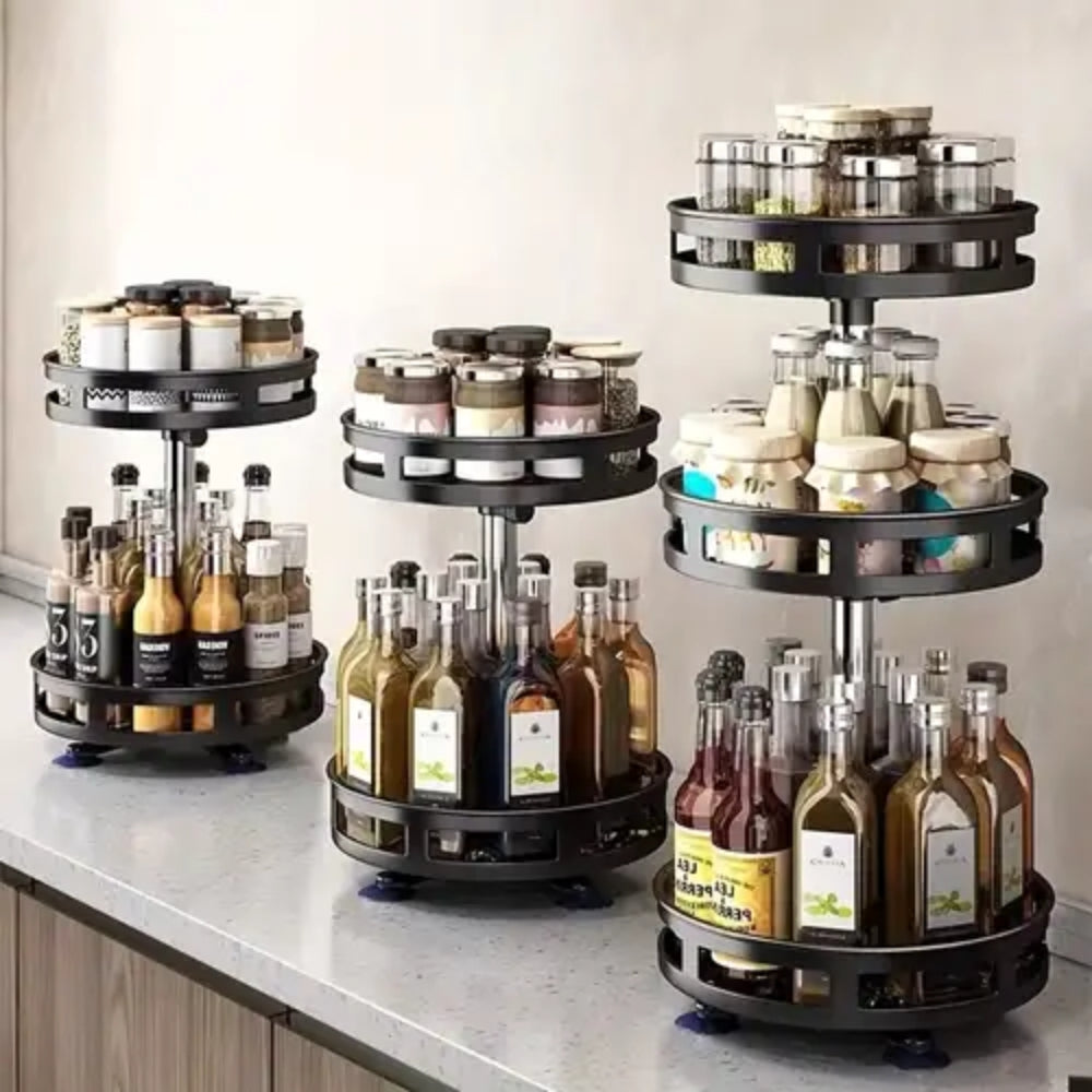 SpiceFlow™ - 360° Rotating Kitchen Spice Rack Organizer
