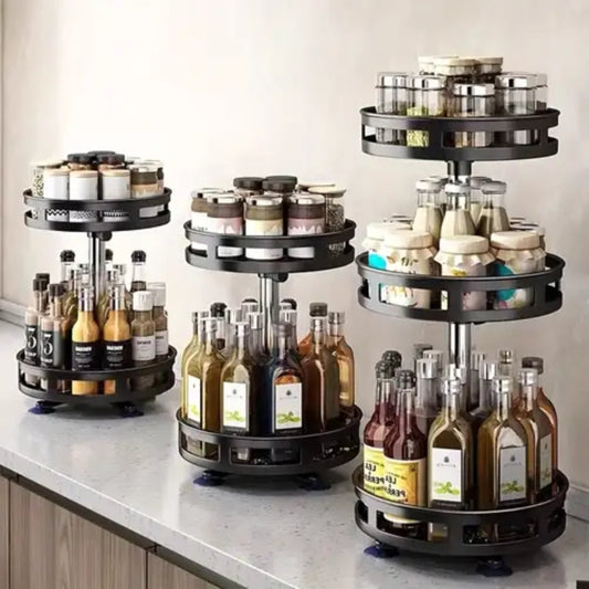 SpiceFlow™ - 360° Rotating Kitchen Spice Rack Organizer