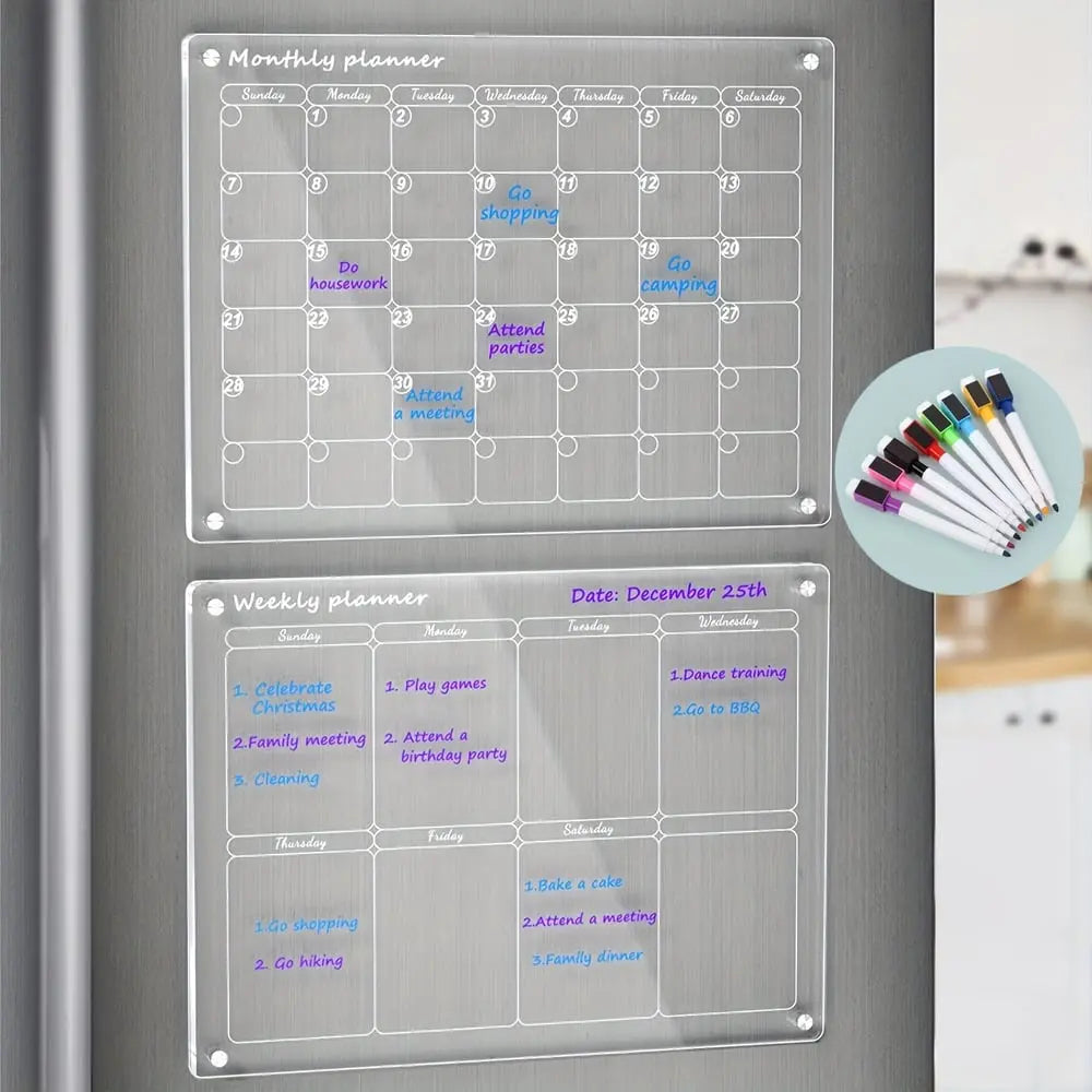 Planiva™ - Clear Acrylic Fridge Organizer & Weekly Meal Planner