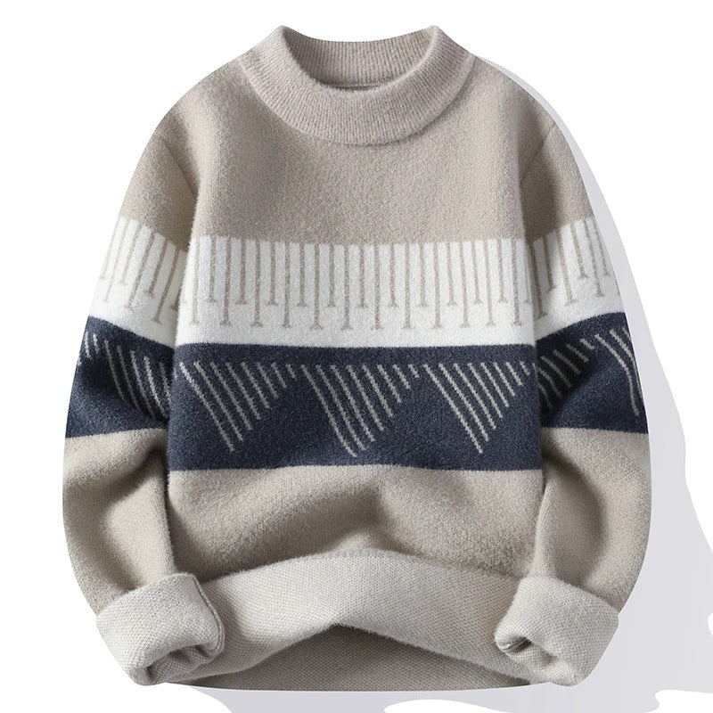 Cozy Thick Striped Knit Sweater for Winter Layers