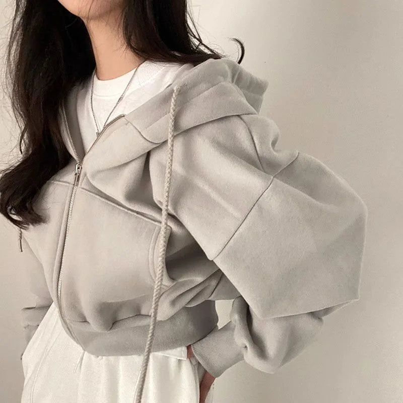 Stylish Cropped Hoodie Sweatshirt