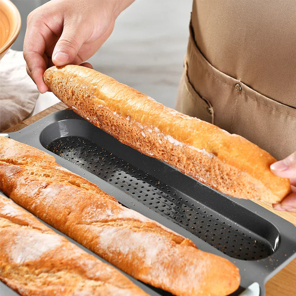 CrustyBake™ - Non-Stick Silicone Baguette Baking Mold for Perfect Loaves