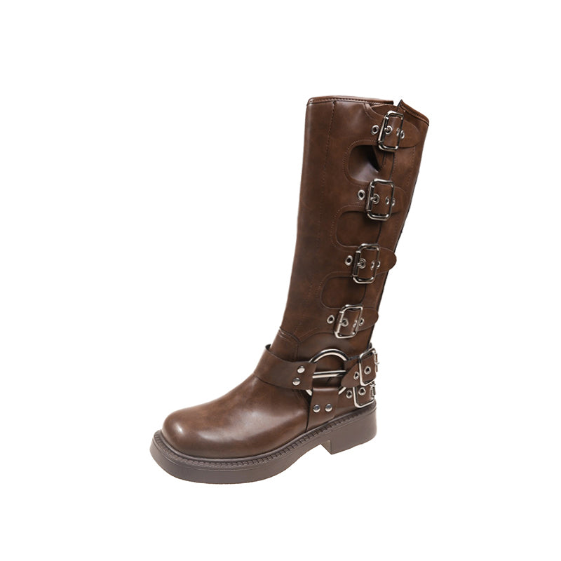 Edgy Low Heel Punk Gothic Rock Boots
