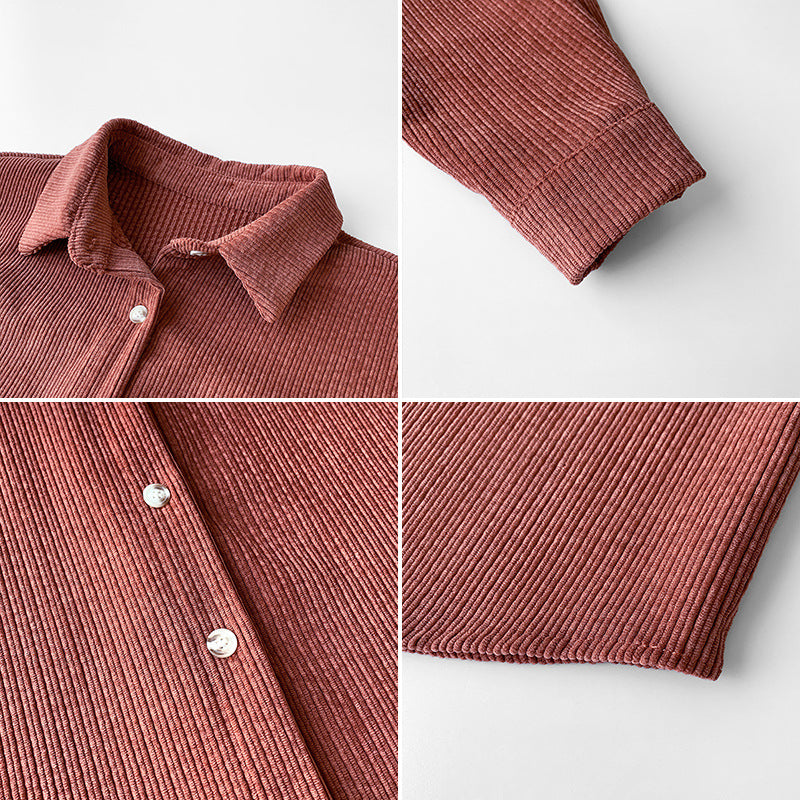 Cozy Corduroy Button-Up Shirt for Women