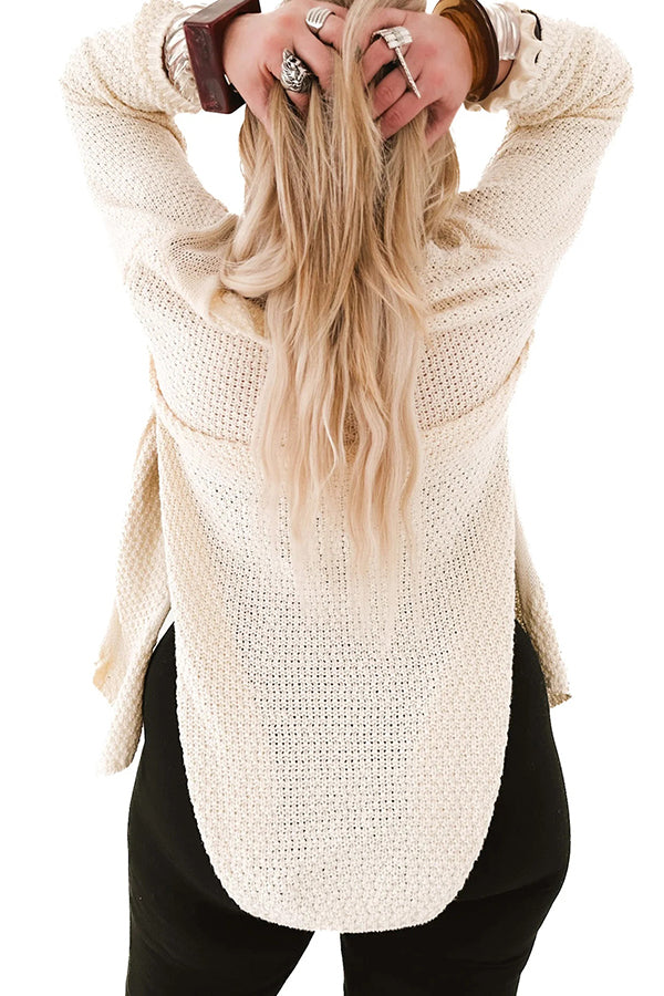 Cozy Knit Mid-Length Cardigan with Long Sleeves