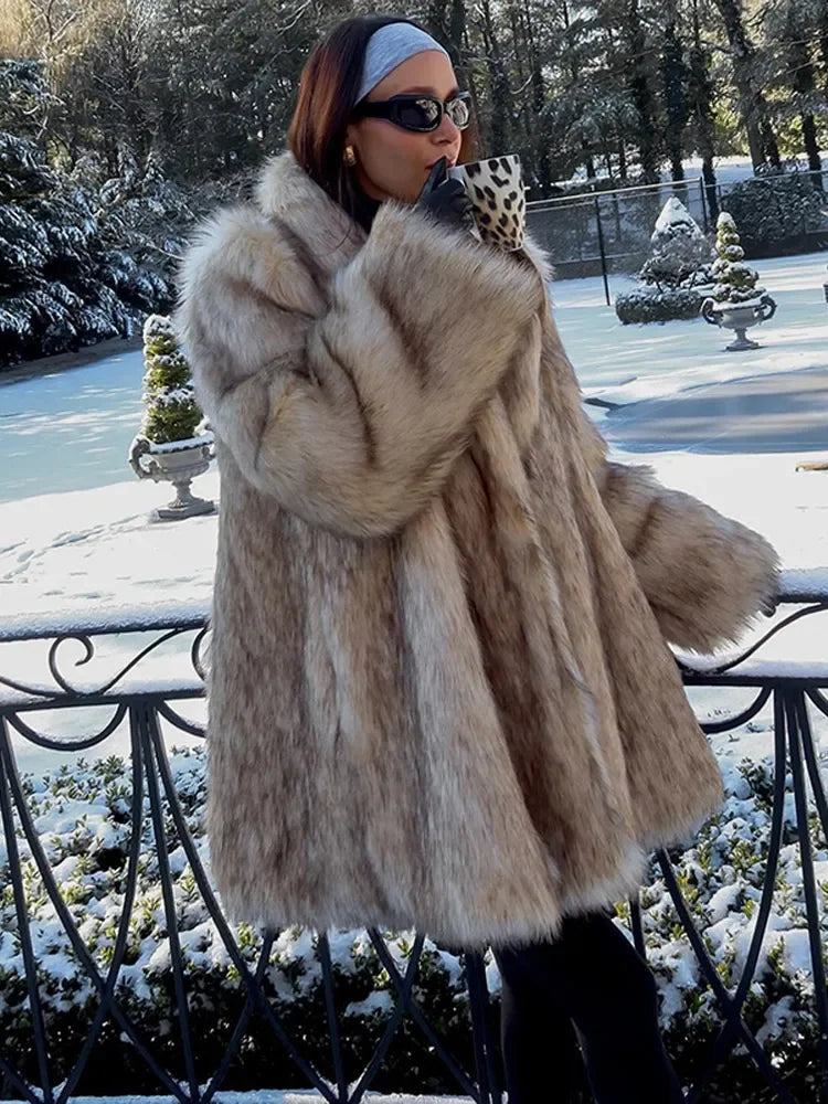 Luxurious Plush Faux Fur Coat