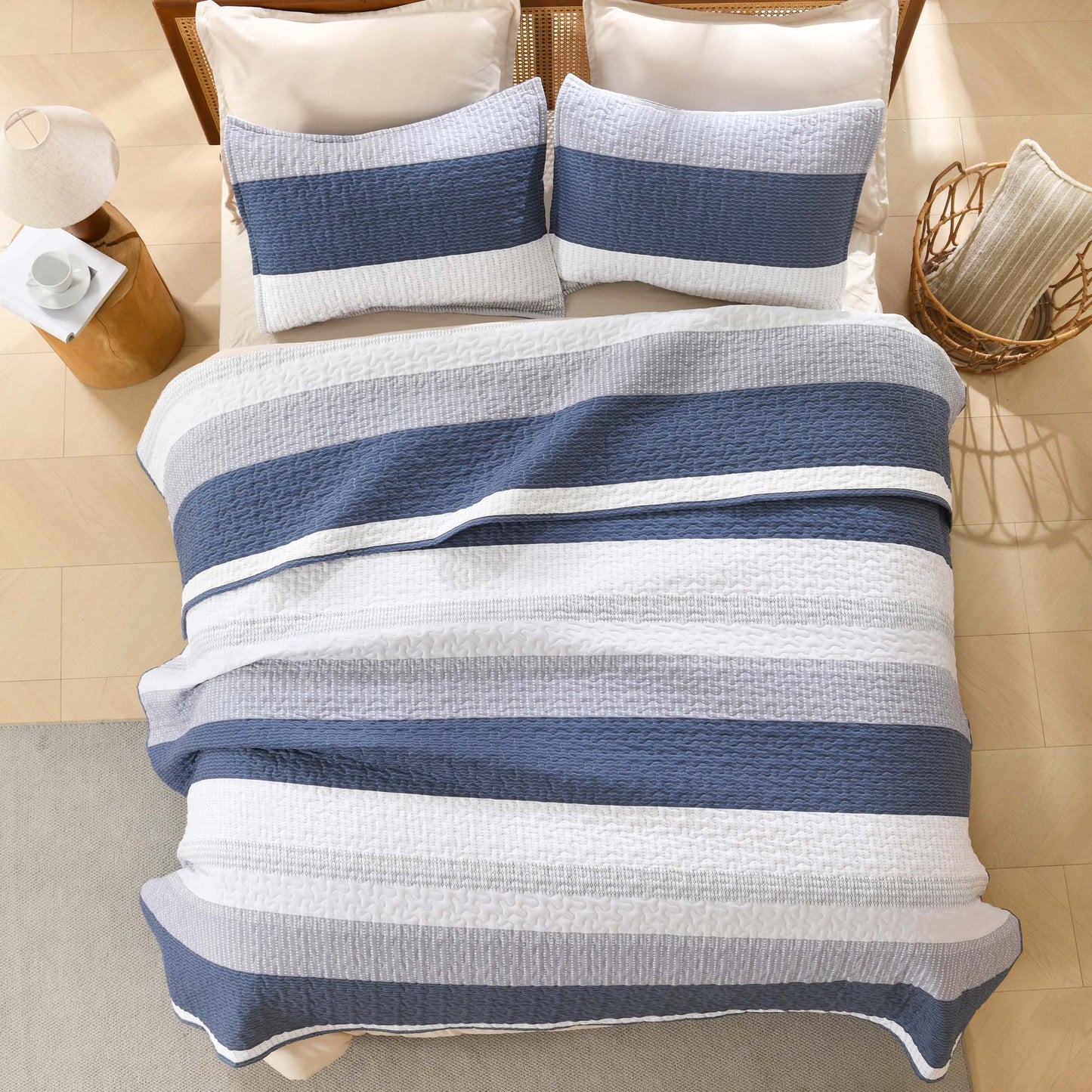 Striped Quilt Set with Cozy Cloudlike Comfort