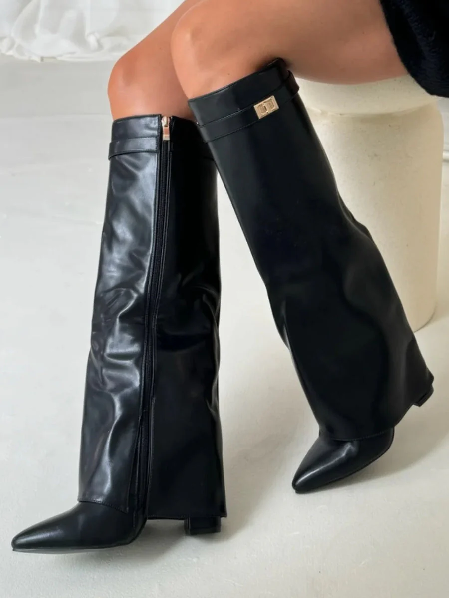 Chic Fold-Over Knee-High Boots for Women