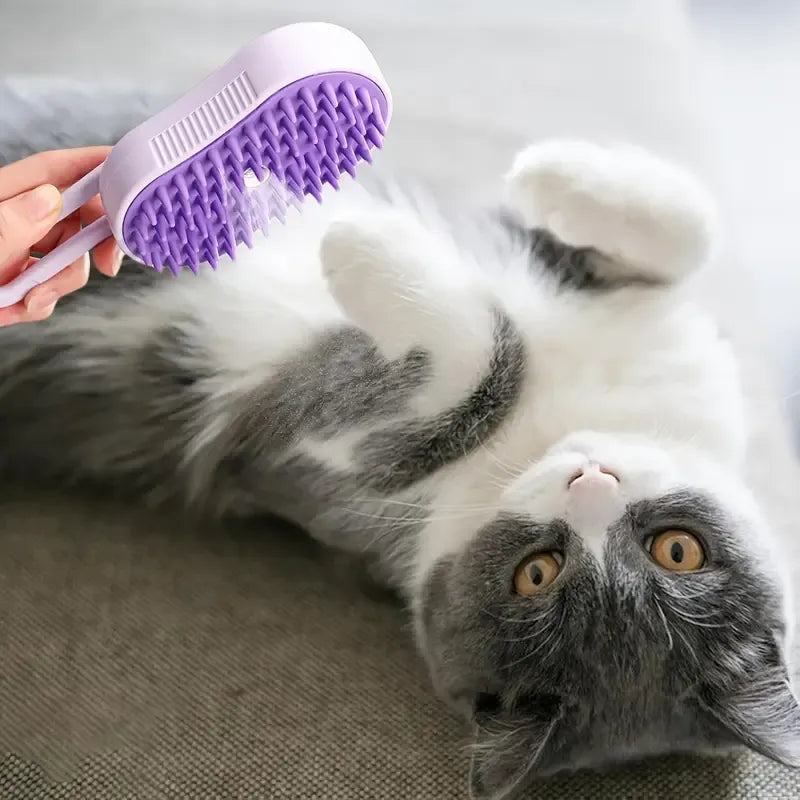Steam-Infused Pet Grooming Brush for Smooth Fur