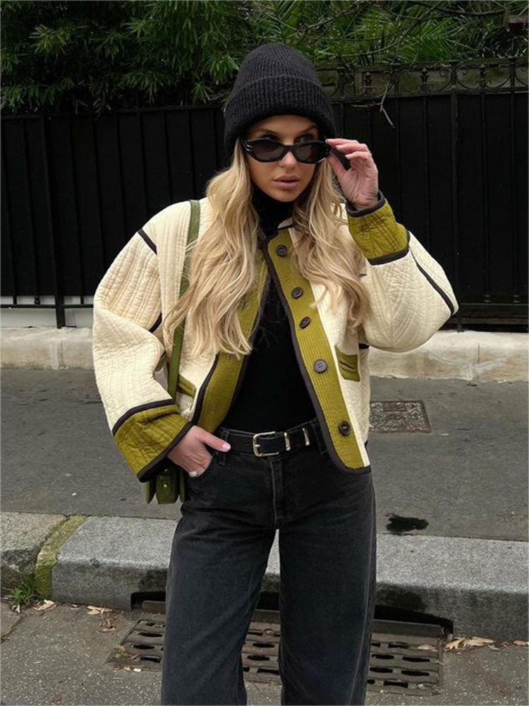 Cozy Transitional Women's Jacket with Button Detail