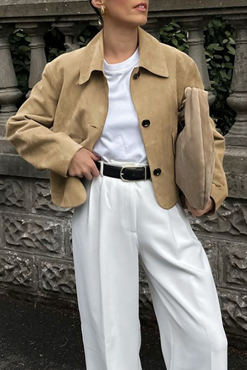Casual Button-Up Turndown Collar Jacket