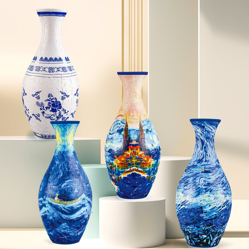 3D Floral Jigsaw Puzzle Vase Decor
